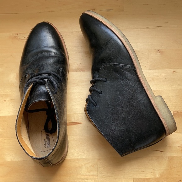 Clarks Originals classic black leather Desert ankle boots - Women’s 6.5 - Picture 12 of 14